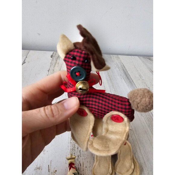 Plush stuffed deer button ornament tree set Xmas - Picture 2 of 8